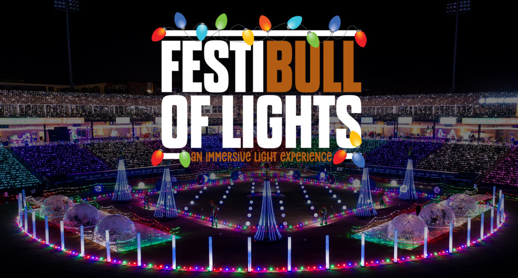 FestiBull of Lights logo over stadium during festival